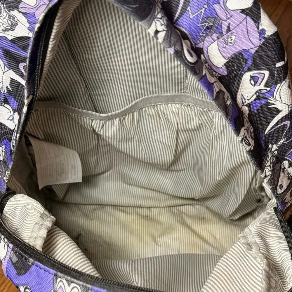 Loungefly Disney Villains Purple Canvas Backpack Full Size Laptop Bag As Is